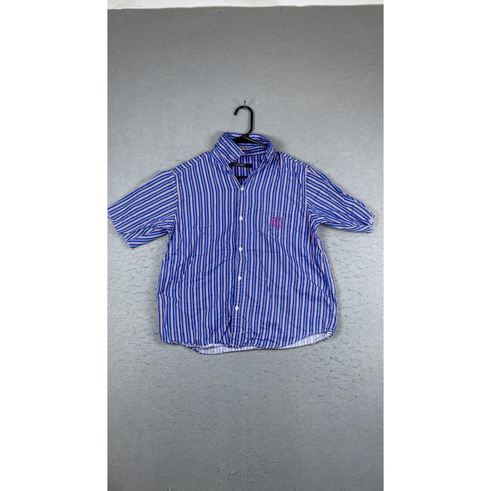 Lauren Ralph Lauren Shirt Womens Small Blue White‎ Pink Striped Short Sleeve